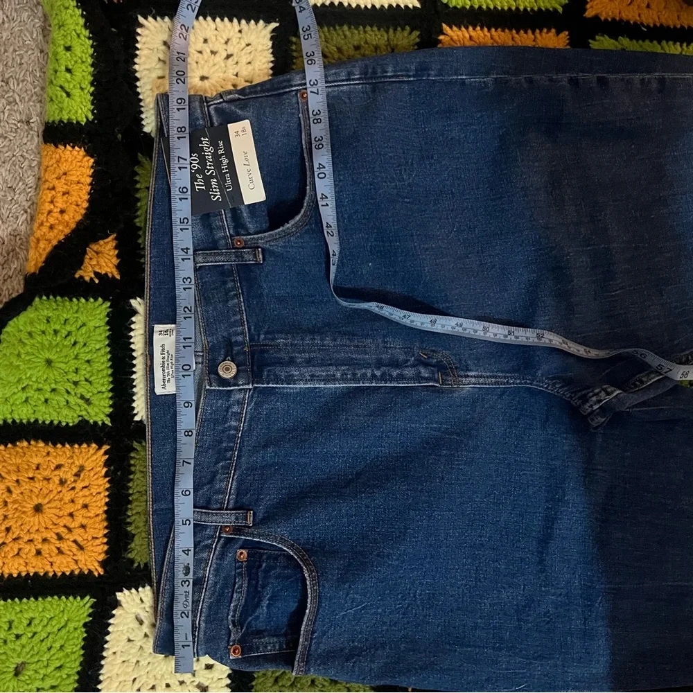 Abercrombie & Fitch Curve Love Ultra HighRise 90s Slim Straight Jean 34/18 35/20 - Picture 14 of 15